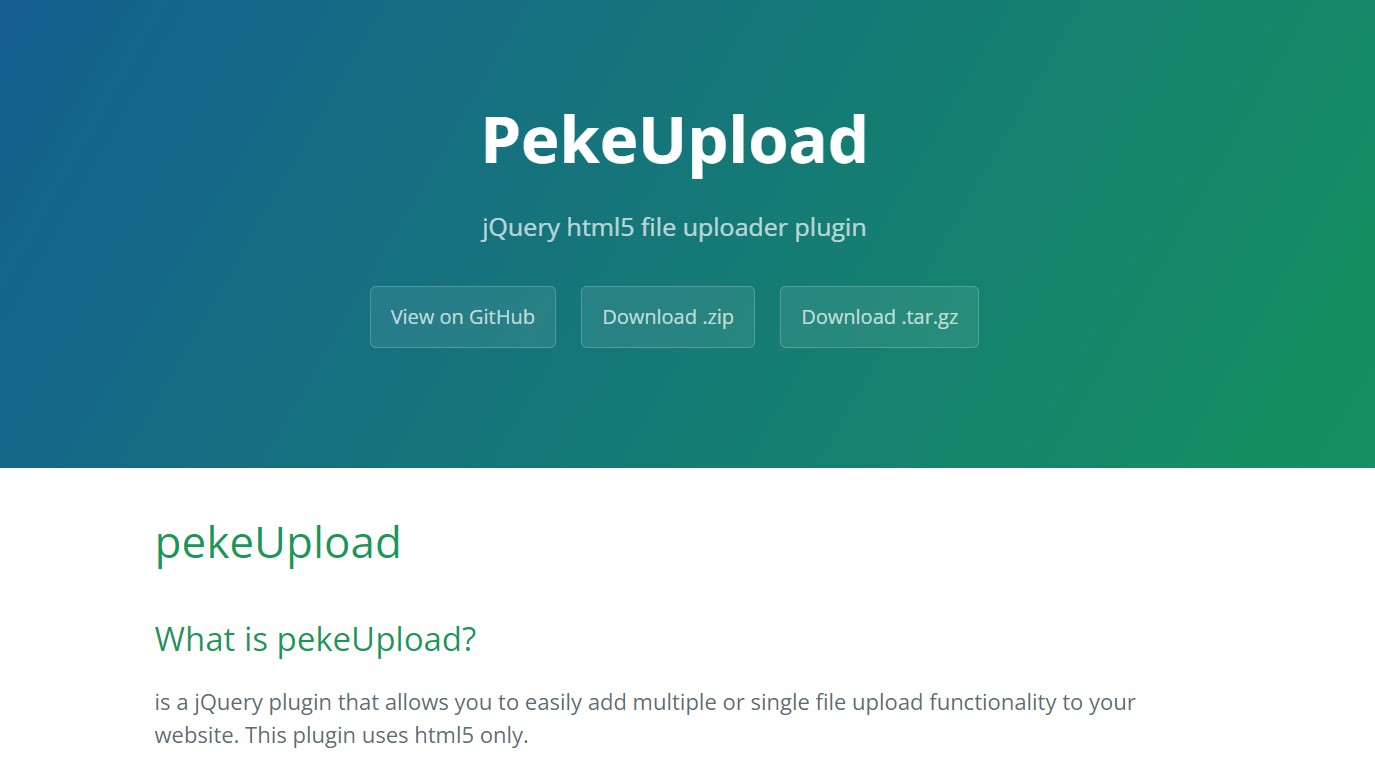 PekeUpload - jQuery HTML5 file uploader Plugin