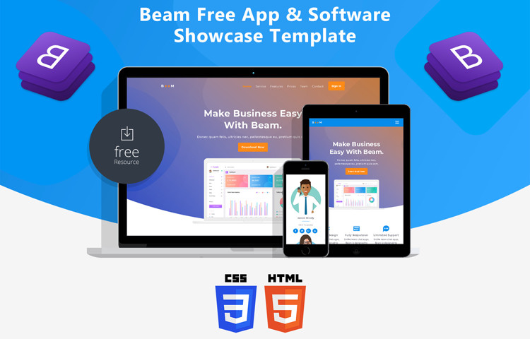 Beam - Free App Landing Page Templates