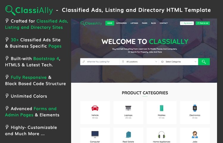 ClassiAlly - Free Classified Ads Website Template