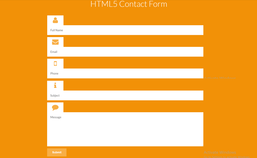HTML5 Form with Yellow Background
