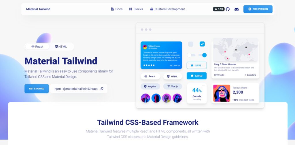 Material Tailwind - Tailwind UI kit library 