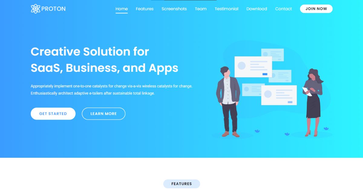 Proton - Free SaaS One Page Template