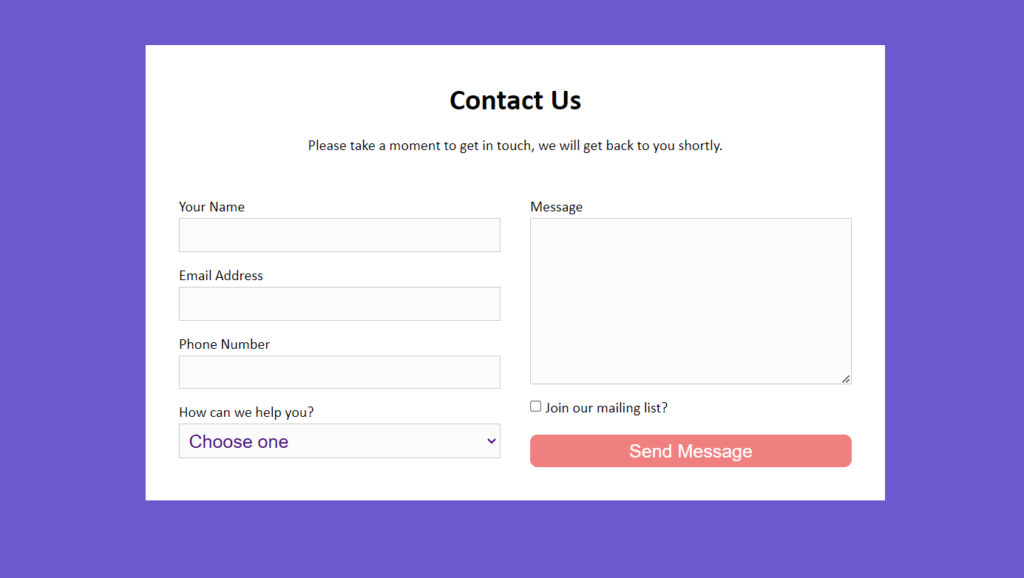 Simple Contact form UI