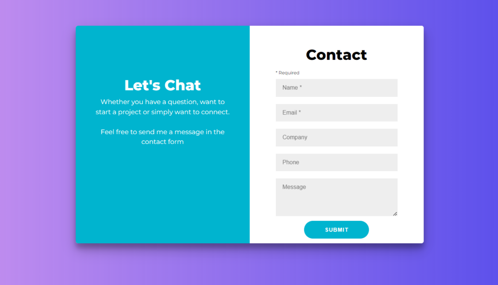 Gradient Background Contact Form Template