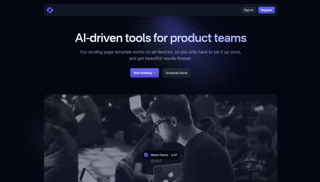 React Landing Page Showcase