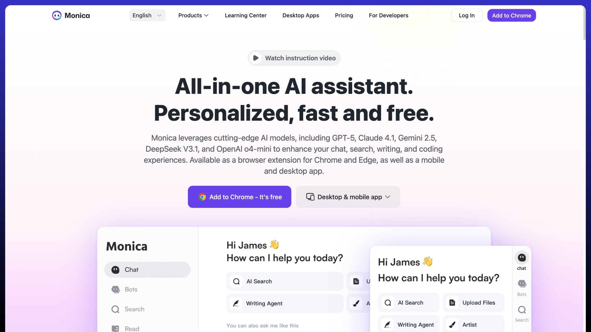 Monica - Best All-in-One AI Assistant for Everyday Tasks