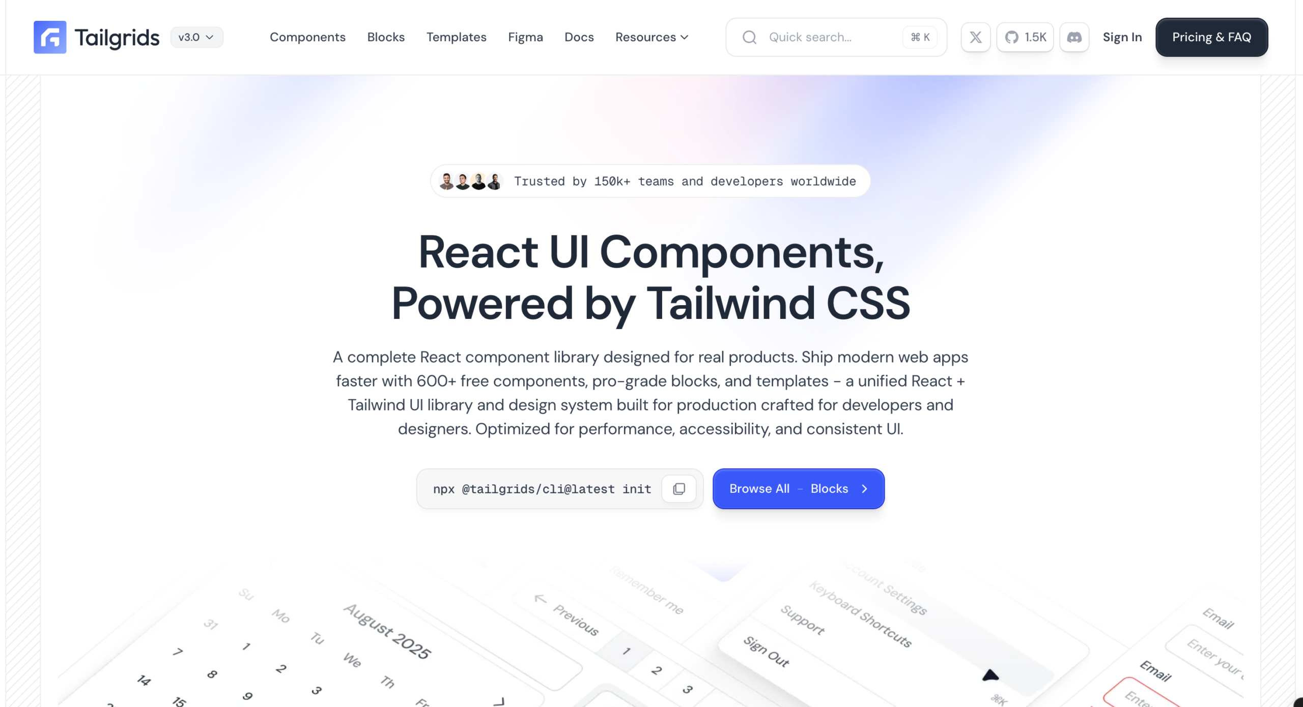 Tailgrids - React UI components library